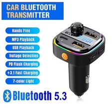 Bluetooth 5.0 Car Wireless FM Transmitter Adapter USB PD Charger AUX Hands LOT