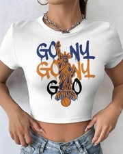 New York NY Knicks Crop Top: Vintage - Women's Sporty Tee Medium