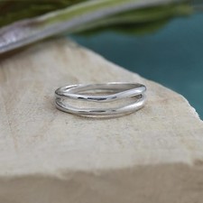 Sterling Silver Double Band Ring: Minimalist Stacking Jewelry