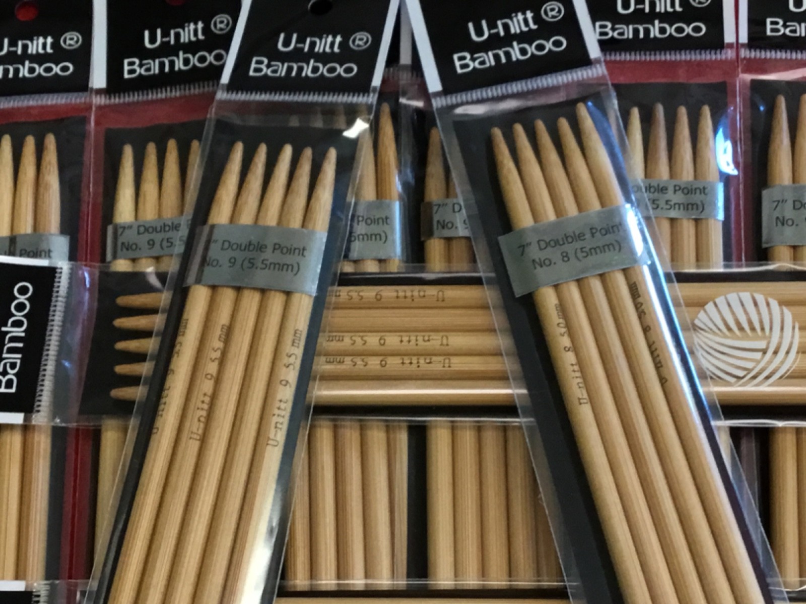 7” Bamboo Knitting Needles Double Point Size 9 (5.5mm) 10 Sets of 4 U-nitt NIP