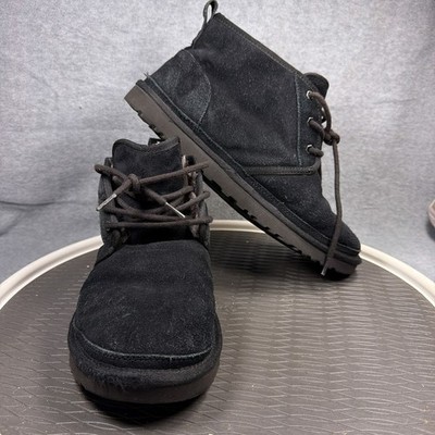 UGG Neumel Boots Mens 12 Black Suede Shearling Lined Chukka Ankle
