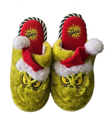 Dr. Seuss Grinch Green Kids Size Christmas Slippers - Size 2/3