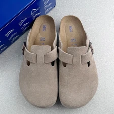 Birkenstock Boston Taupe Suede Soft Leather Men's and Women's Shoes Size37-45