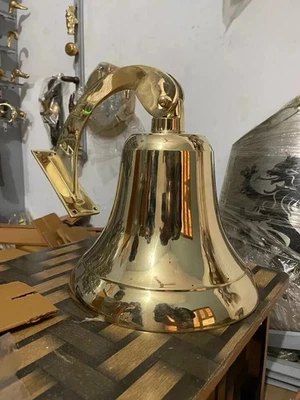 11" Solid Brass Bell Nautical Ship's Boat Bell Marine Maritime Wall Bell - Image 1 of 4