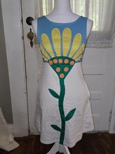 Sleeveless Blue, Yellow & White Floral Appliqué Dress