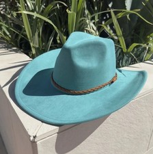 NWT Women  s Turquoise Handcrafted Western Hat with Decorative Braided Band OS