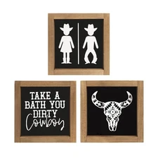 Western Bathroom Decor, Wooden Western Wall Art, Southwestern Take A Bath You...