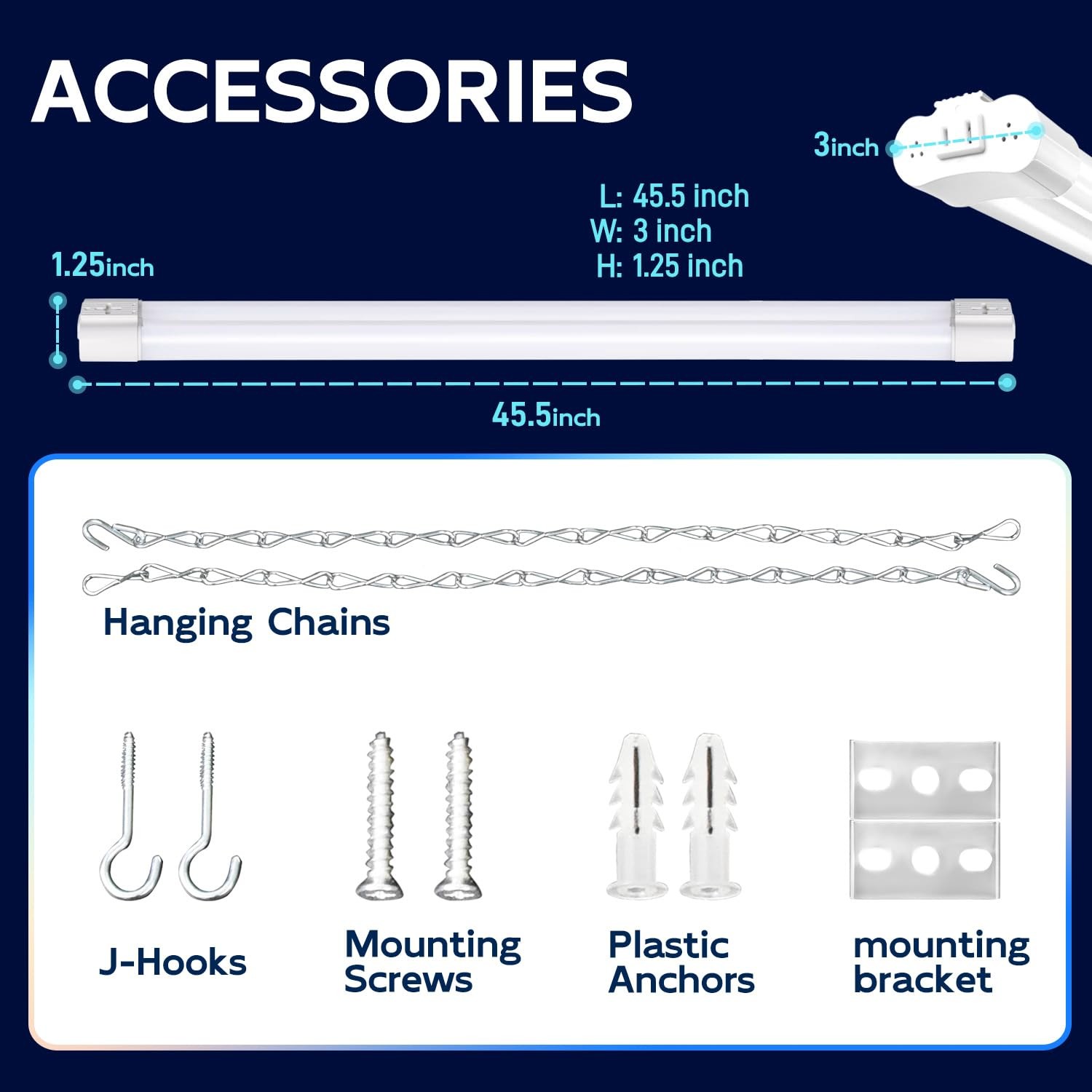 2 Pack 4FT Linkable Light for Garage, 4400lm, 4FT 42W, 5000K Daylight Workben...