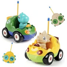 2-Pack Remote Control Dinosaur Toy Yellow and Green Remote Control Dinosaur Car