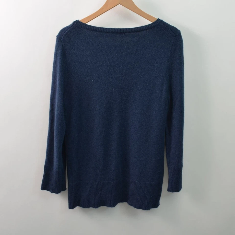 Suéter de lana y cachemir J Crew para mujer pequeño azul de gran tamaño debajo de la cadera Foto 2 de 4