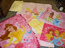 HUGE lot 8 pc Disney 3 Princess Princesses Toddler bed set comforter, blanket,