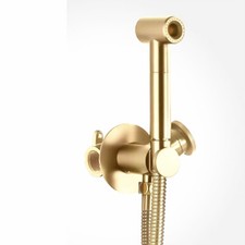 Brushed Gold Brass Mixer Handheld Bidet Diaper Sprayer Toilet Hot/Cold Valve Set