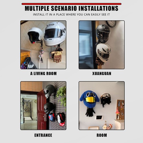 Soporte para casco de motocicleta 1 pieza gancho chaqueta bolsa estante de exhibición soporte de pared - Imagen 9 de 10