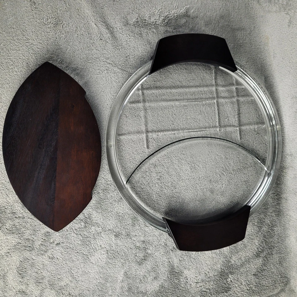 Plato de queso Orrefors Street Serveware cristal y madera elegante Kosta Suecia Foto 4 de 4