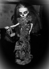 Monster High OOAK Doll Repaint Custom Art Remake Skeleton Skull Ghoul Halloween