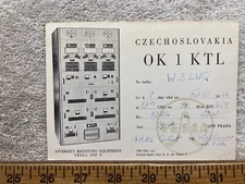 1964 Czechoslovakia Tesla OK1KTL W3LWQ Amateur Radio HAM Vintage QSL Card