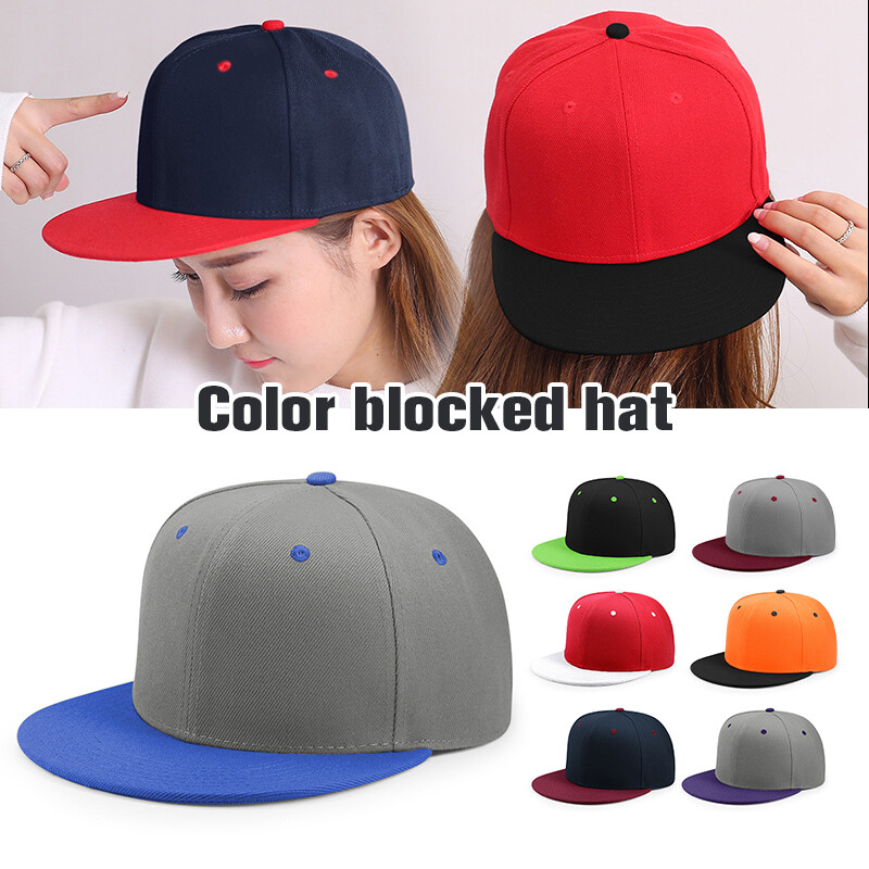 Unisex Flat Brim Adjustbale Baseball Cap Color Blocked Hat