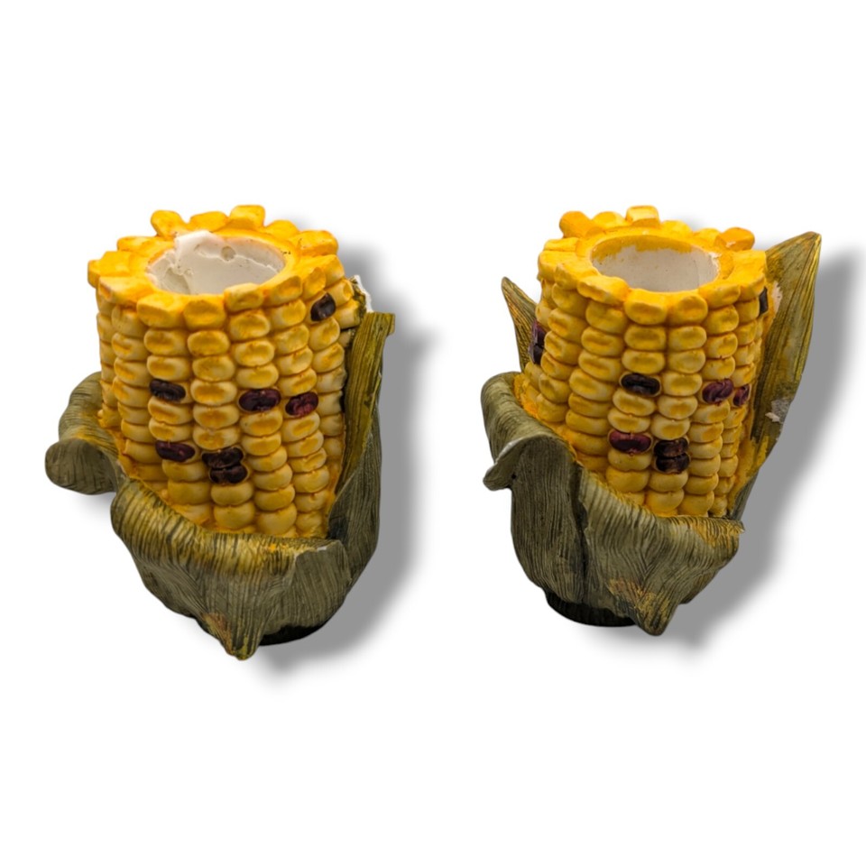 CORN COB CANDLE HOLDERS Farmhouse Harvest Thanksgiving Corn Taper