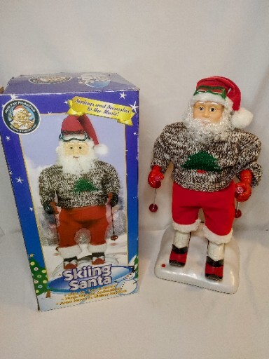 Vtg 17" Skiing Santa Figure 1998 Gemmy North Pole Prod. Plays Music No Motion