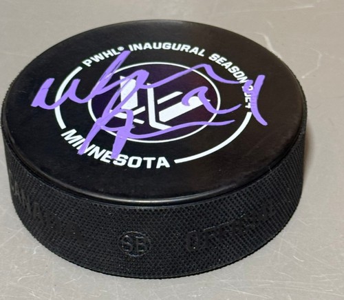 Abby Boreen signed PWHL Minnesota official game puck PROOF