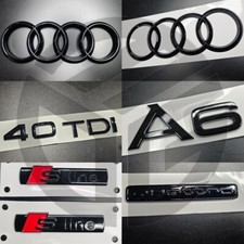 Audi A6 2019-23 Gloss Black Badges GRILLE/BOOT/FENDER SET 2xS-Line/40TDI/Quattro