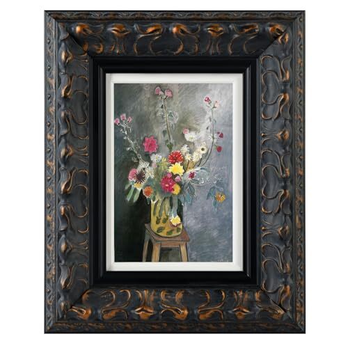 Picture Frames 5x7, Solid Wood Photo Frame with Mat for 5 x 7 Antique Black-image