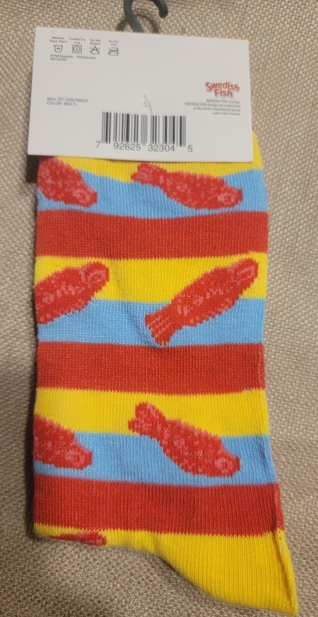 Crazy Socks Swedish Fish Mens Crew Socks Size 6-12 | eBay