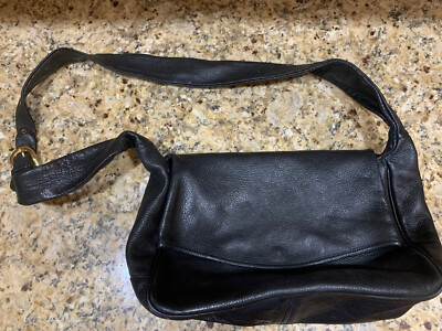 MARCO BUGGIANI Black Leather Shopper Shoulder Tote Carryall Purse Bag ITALY
