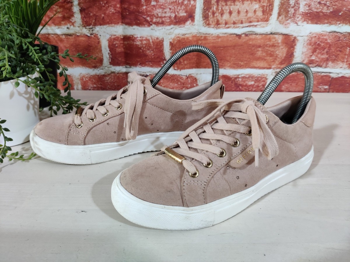 OFFICE GIRL BLUSH PINK TRAINERS UK EU 36 FAUX SUEDE LACE UP
