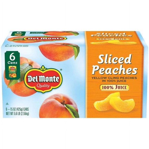 (2 pack) Sliced Yellow Cling Peaches in 100% Juice 15 oz Can (Pack of 6) - Picture 2 of 5