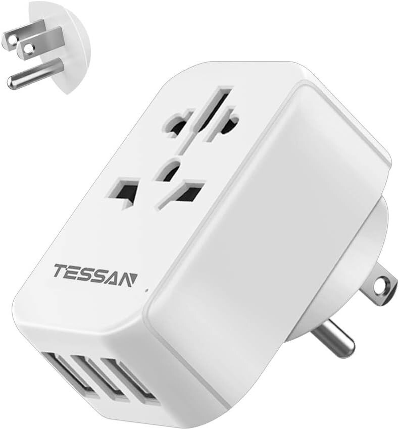 UK to US Adapter TESSAN European to US Plug Adapter with 3 USB, Type B UK to US