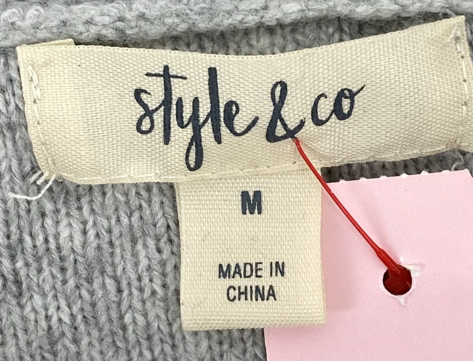 Suéter túnica tejido suave cuello tortuga gris usado Style & Co. para mujer talla mediana Foto 3 de 4