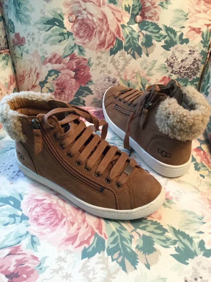 UGG WOMENS OLIVE CHESTNUT HIGHTOP LACE UP WITH ZIPPER SIDE SNEAKERS SIZE 6  1/2M