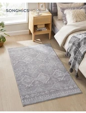 SONGMICS HOME Area Rug, 3x5 ft Rug for Bedroom Grey