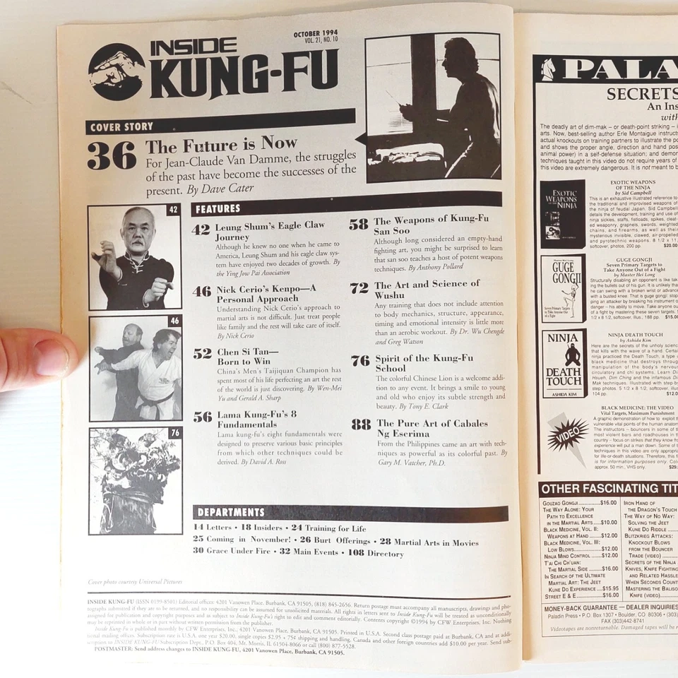 Inside Kung Fu Vintage USA magazine | July 1994 | Van Damme Time Cop | VGC - Image 4 of 4