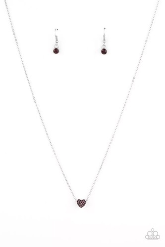 Paparazzi Hit 'Em Where It HEARTS - Purple Rhinestone Heart Pendant Necklace NWT - Picture 2 of 2