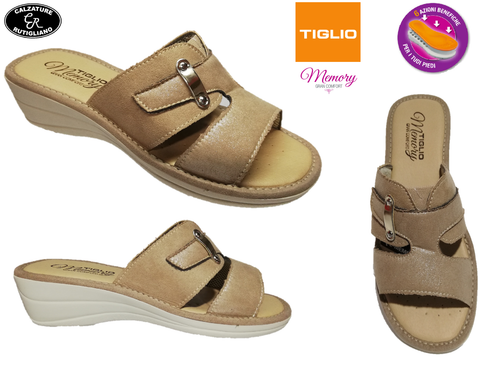 TIGLIO CIABATTE DONNA LINEA COMODA BEIGE PLANTARE IN MEMORY - 2675MF | eBay