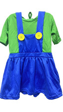 Halloween Girls Luigi Costume, Plumber Halloween Green and Blue Dress, Brand New