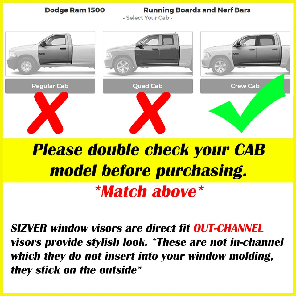 FOR 2010-2016 DODGE RAM CREW CAB WINDOW VISOR WIND DEFLECTOR RAIN SHADE 2011 NEW - Image 2 of 2