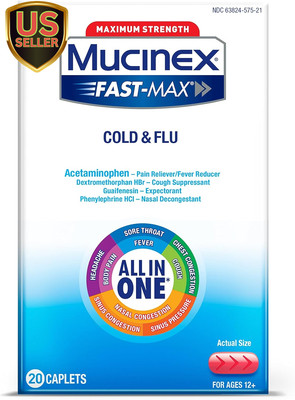 Fast-Max Max Strength Cold and Flu Medicine for Adults, Daytime Cold Medicine...