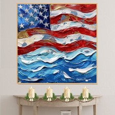 Large American Flag, Patriotic Wall Art, Flat Rolled, Framed or Wrapped Canvas