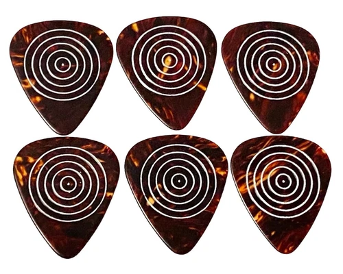 Vintage Guitar Picks-DAndrea Bulls Eye-2 Sided-Medium Gauge Celluloid-Lot of 6