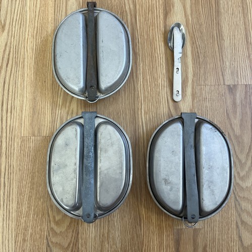 Lot Of 3 WWII US Military Mess Kits 1942 1944 Utensils eBay