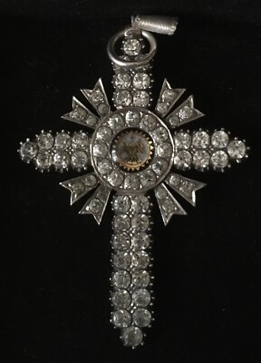 Außergewöhnlicher Rosenkreuz Schmuck Anfang 19. Jh. wohl Silber Strass