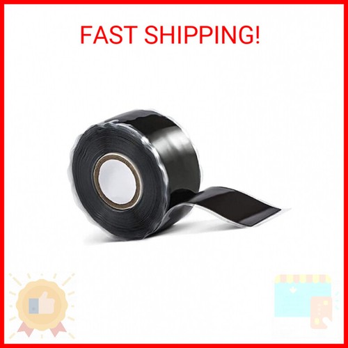 1inx10' Black Self-Fusing Silicone, Hose Repair Tape, Heavy Duty and Leak Proof