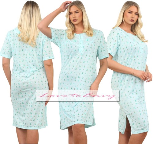 Short Sleeve Nightie Ladies NEW Season Cotton Mix Night Shirt Night Dress - Picture 2 of 11