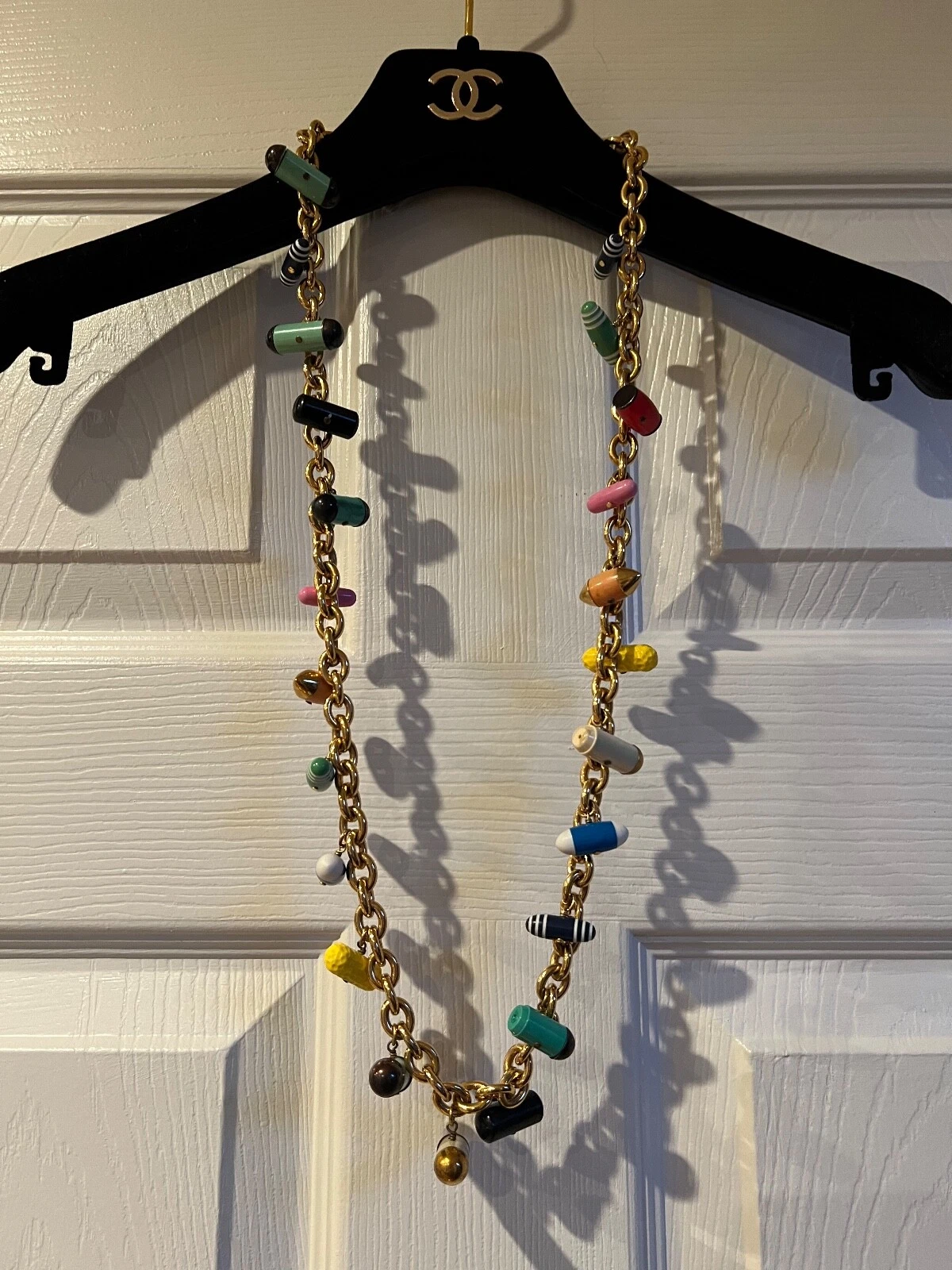 CINTURA COLLANA CHANEL VINTAGE 1989 1991 MU ICONICO MULTICOLORE ORO 24K 36"