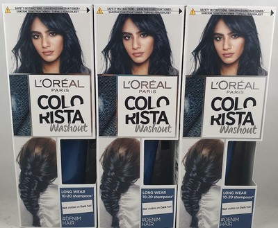 3 X L Oreal Paris Colorista Washout Denim Blue Semi Permanent Hair Dye 80ml Ebay