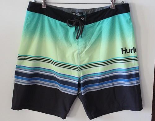 Hurley Yellow Green Stripe Board Shorts Sz 36 L#755 | eBay