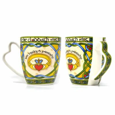 ROYAL TARA Irish Claddagh Ring Tea Coffee Mug Set of 2 Celtic Knot Bone China 13 fl oz